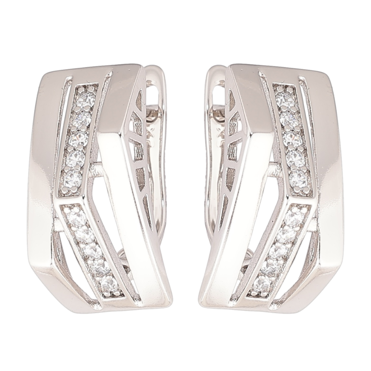 Серьги Xuping Родий английский замок Декоративный узор с дорожками циркония фото №23