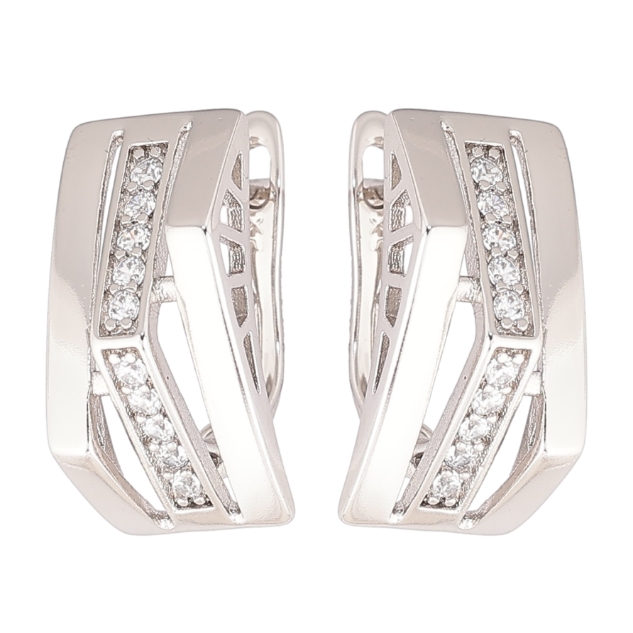 Сережки Xuping Родій англійський замок «Декоративний візерунок з доріжками цирконію» фото №1