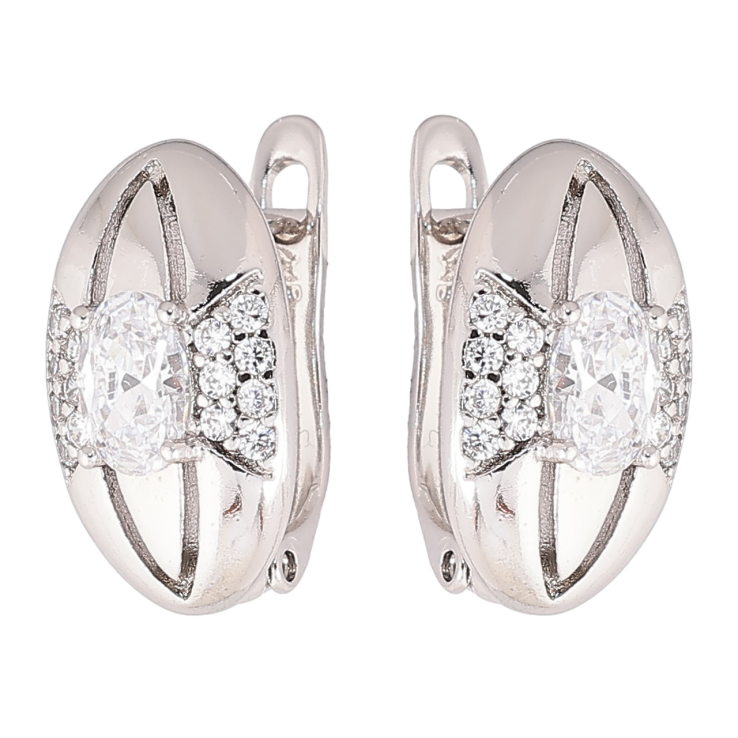 Серьги Xuping Родий английский замок Узор цирконием фото №4