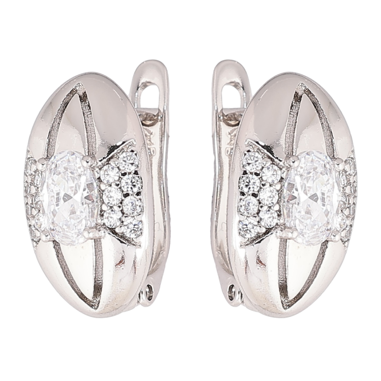 Серьги Xuping Родий английский замок Узор цирконием фото №2