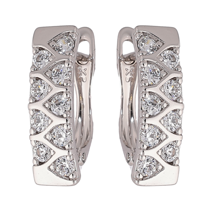 Серьги Xuping Родий английский замок Узор с цирконием фото №13