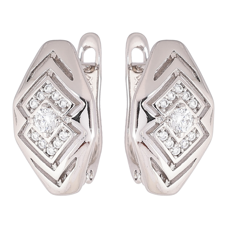 Серьги Xuping Родий английский замок Узор с цирконием фото №14