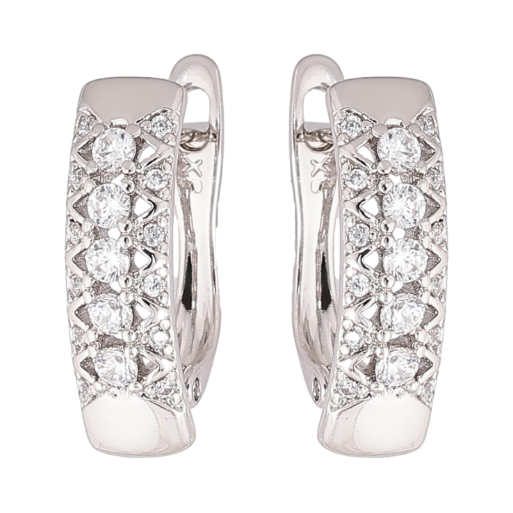 Серьги Xuping Родий английский замок Узор с цирконием фото №24