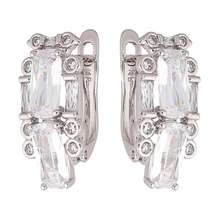 Серьги Xuping Родий английский замок Узор с цирконием и фианитами фото №21