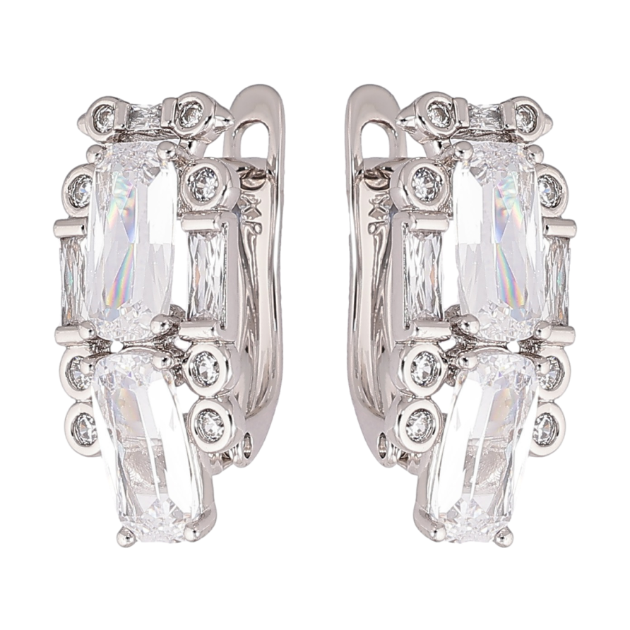 Серьги Xuping Родий английский замок Узор с цирконием и фианитами фото №1