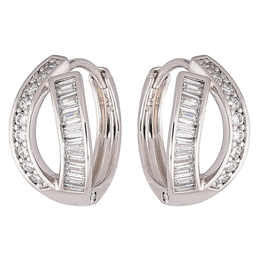 Сережки Xuping Родій колечка «Візерунок із доріжок цирконію» фото №1 Сережки Xuping Родій колечка «Візерунок із доріжок цирконію» фото №1