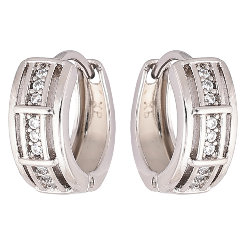 Серьги Xuping Родий колечки Узор с дорожками циркония фото №3 Серьги Xuping Родий колечки Узор с дорожками циркония фото №3