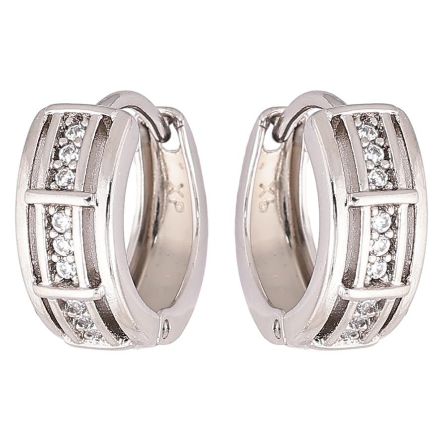 Сережки Xuping Родій колечка «Візерунок з доріжками цирконію» фото №1 Сережки Xuping Родій колечка «Візерунок з доріжками цирконію» фото №1