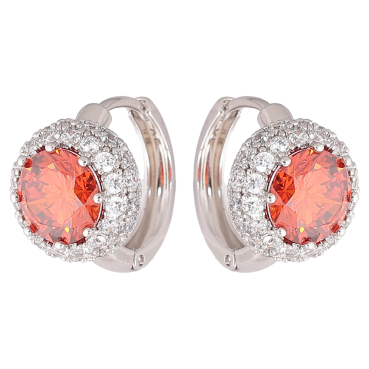 Сережки Xuping Родій колечка «Червоні фіаніти в обрамленні цирконію» фото №18