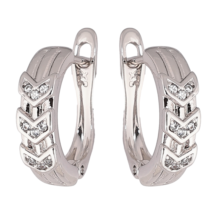 Серьги Xuping Родий английский замок Узор с цирконием фото №5