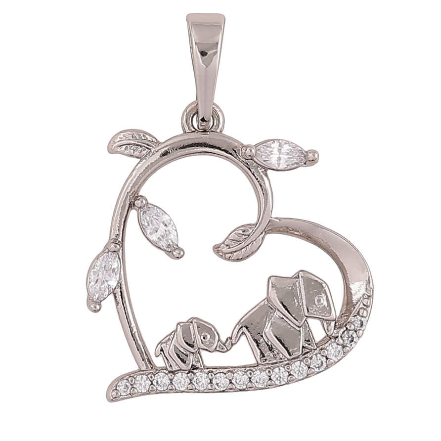 Кулон Xuping Родий Сердце с цирконием и слонами для цепочки до 5мм фото №1