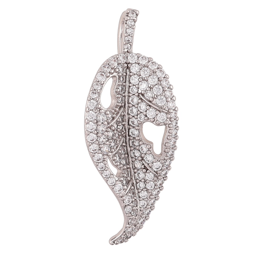 Кулон Xuping Родий Листик с инкрустацией цирконием для цепочки до 3мм фото №1