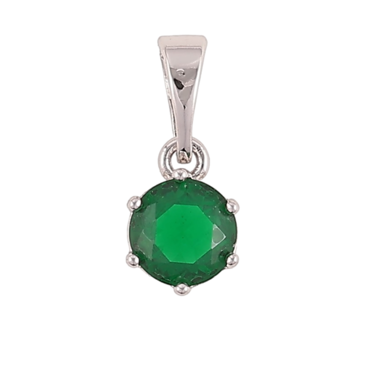 Кулон Xuping Родий Зеленый фианит в 6-ти крапановой оправе, ø 6мм для цепочки до 5мм фото №24