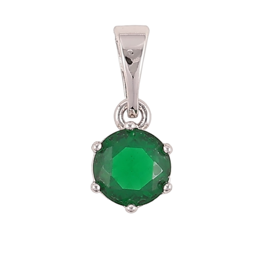 Кулон Xuping Родий Зеленый фианит в 6-ти крапановой оправе, ø 6мм для цепочки до 5мм фото №1