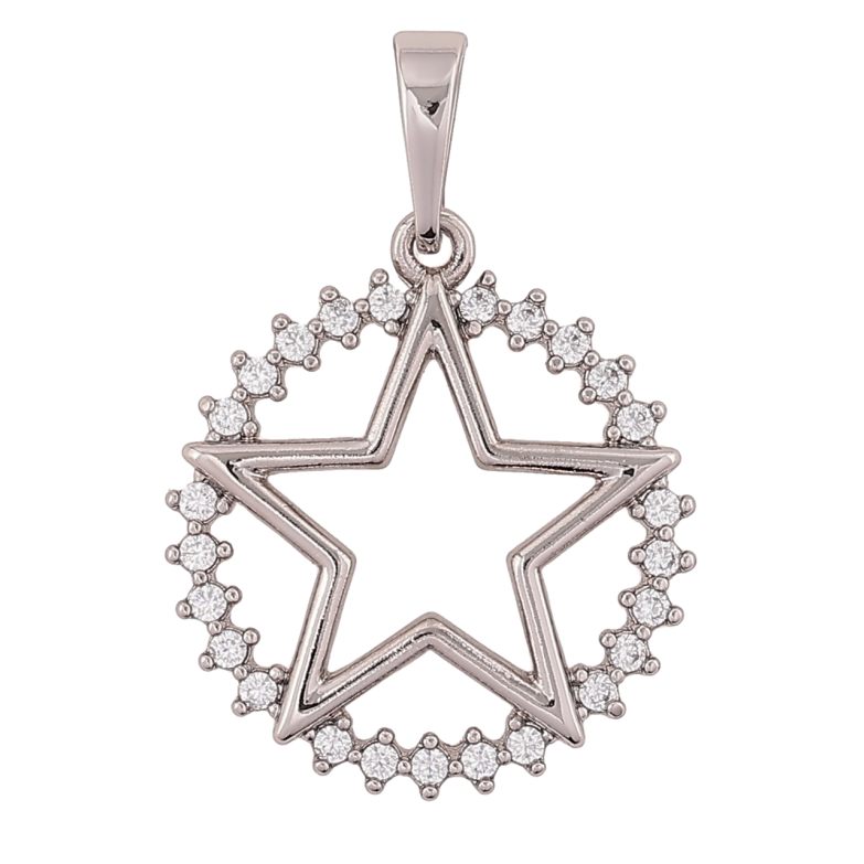 Кулон Xuping Родій «Зірка в колечку з цирконію» для ланцюжка до 5мм фото №3