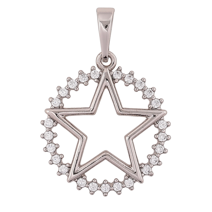 Кулон Xuping Родій «Зірка в колечку з цирконію» для ланцюжка до 5мм фото №1
