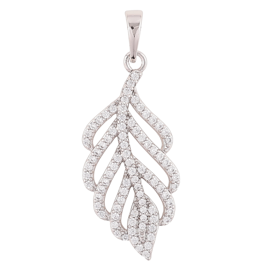 Кулон Xuping Родій «Перо з інкрустацією цирконієм» для ланцюжка до 6мм фото №1