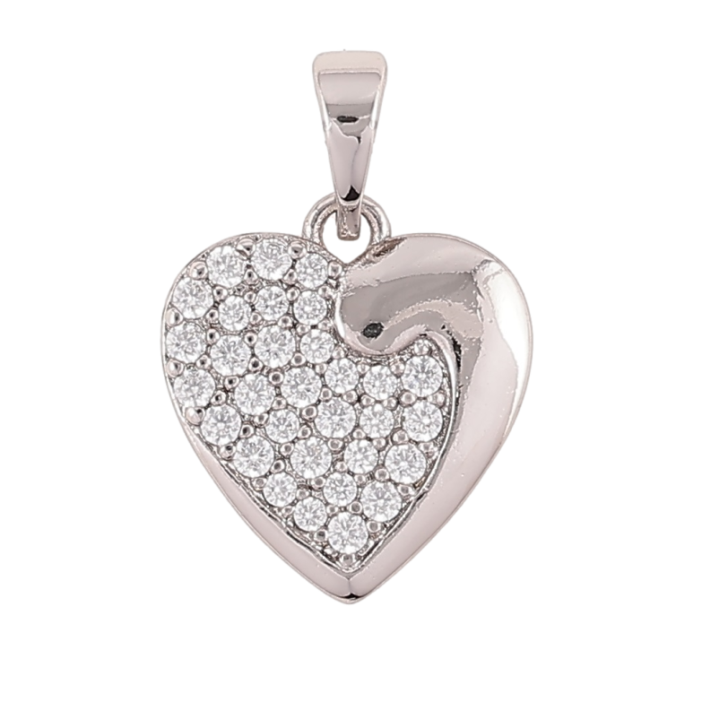 Кулон Xuping Родий Сердце с инкрустацией цирконием для цепочки до 5мм фото №3