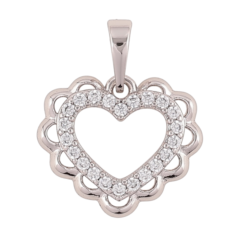 Кулон Xuping Родій «Сердечко з цирконієм» для ланцюжка до 6мм фото №1