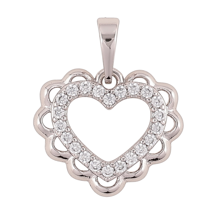 Кулон Xuping Родій «Сердечко з цирконієм» для ланцюжка до 6мм фото №1