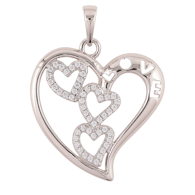 Кулон Xuping Родій «Сердечка з цирконієм» для ланцюжка до 5мм фото №1