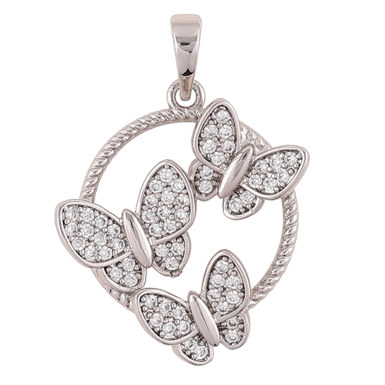 Кулон Xuping Родій «Метелики з цирконієм» для ланцюжка до 6мм фото №4