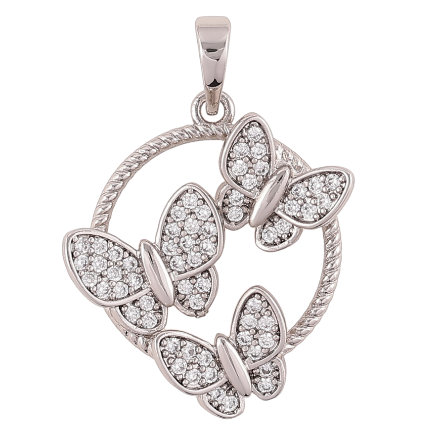 Кулон Xuping Родій «Метелики з цирконієм» для ланцюжка до 6мм фото №1
