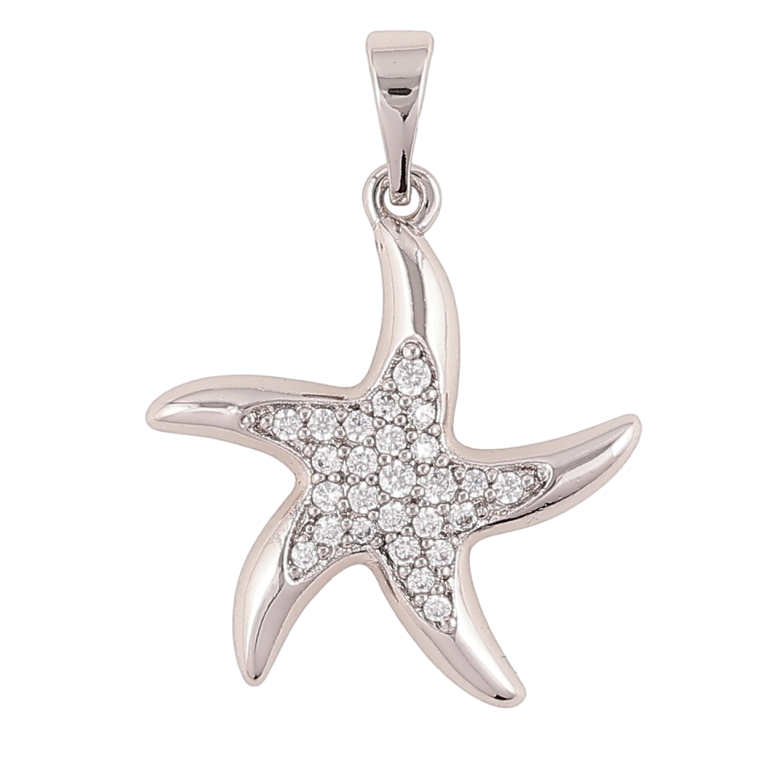 Кулон Xuping Родій «Морська зірка з інкрустацією цирконієм» для ланцюжка до 5мм фото №2