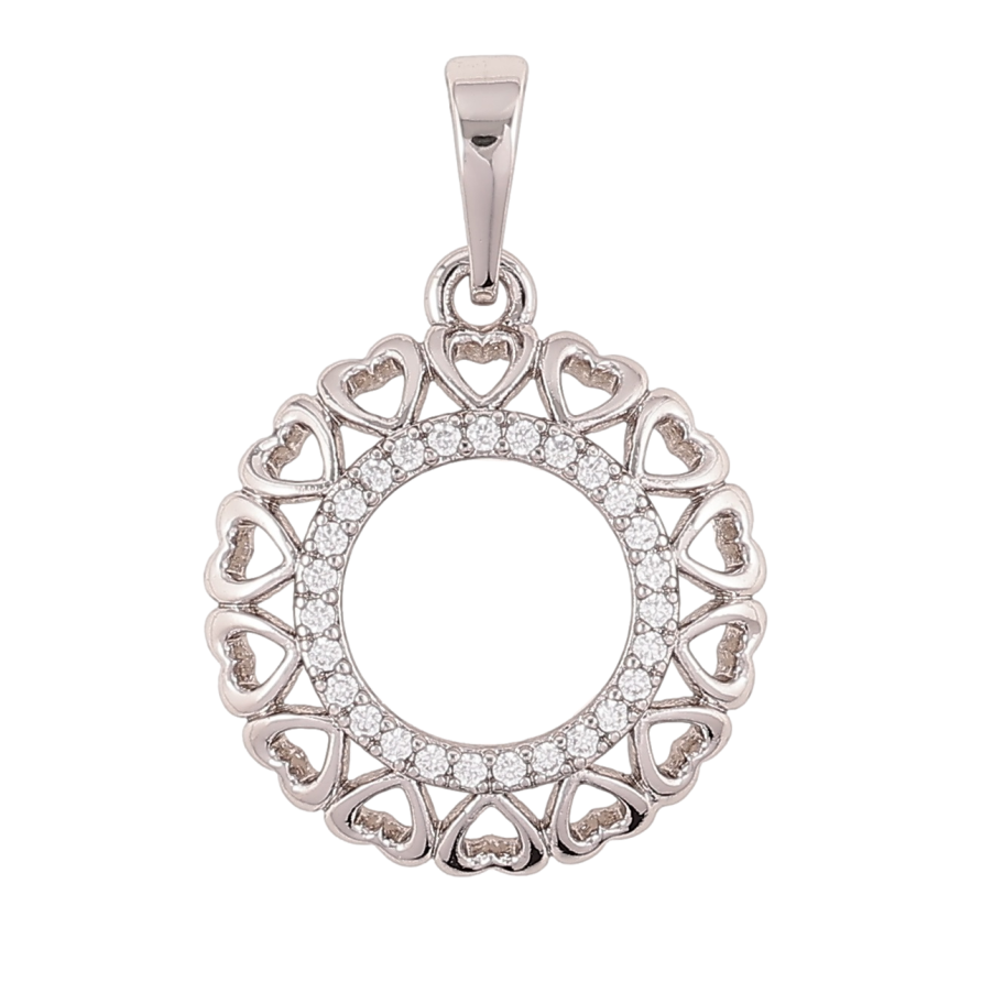 Кулон Xuping Родій «Колечко з сердечок і цирконію» для ланцюжка до 6мм фото №1