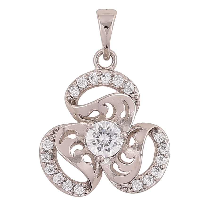 Кулон Xuping Родій «Декоративна квітка з цирконієм» для ланцюжка до 5мм фото №1