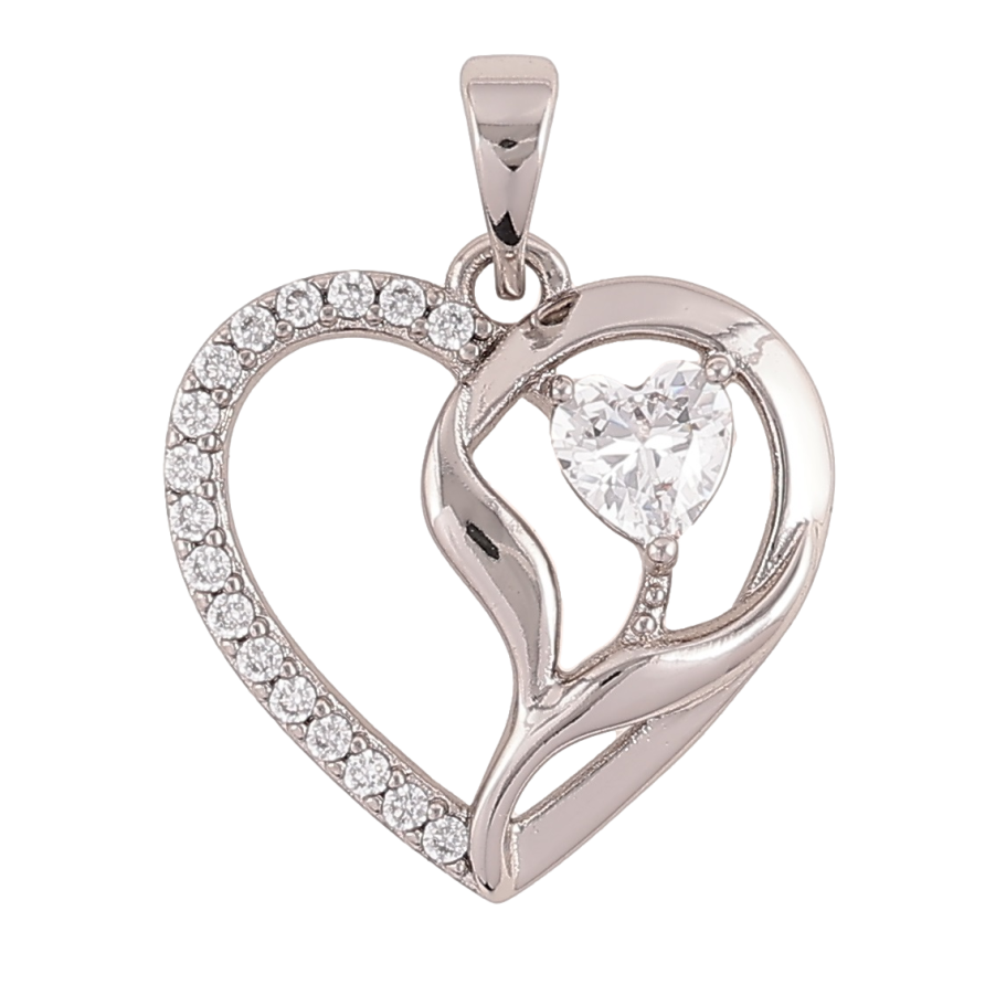 Кулон Xuping Родій «Серце з цирконієм» для ланцюжка до 5мм фото №1