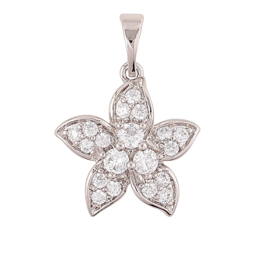 Кулон Xuping Родий Цветок с цирконием для цепочки до 5мм фото №1