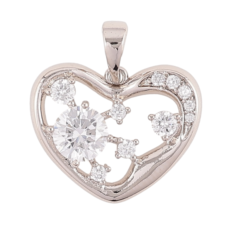 Кулон Xuping Родий Сердце с россыпью циркония для цепочки до 5мм фото №9