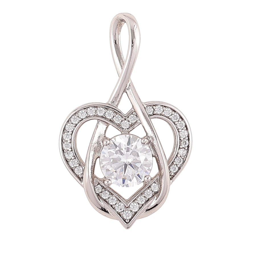 Кулон Xuping Родій «Сердечко з цирконієм» для ланцюжка до 4мм фото №1