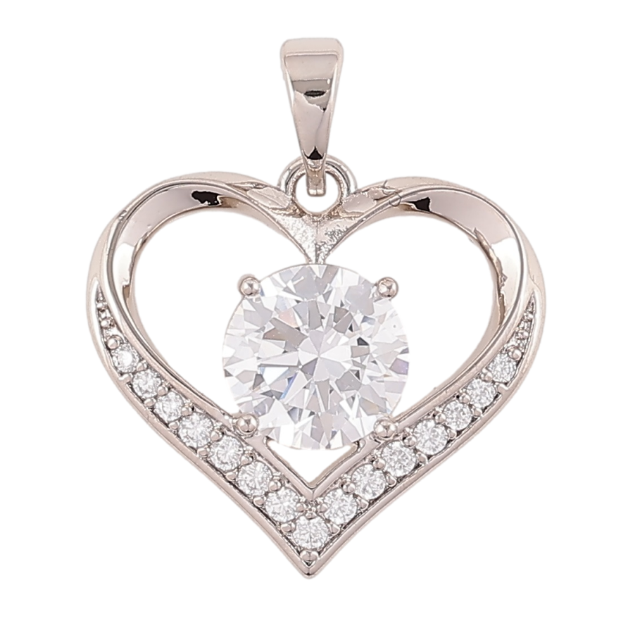 Кулон Xuping Родий Сердце с цирконием для цепочки до 5мм фото №1