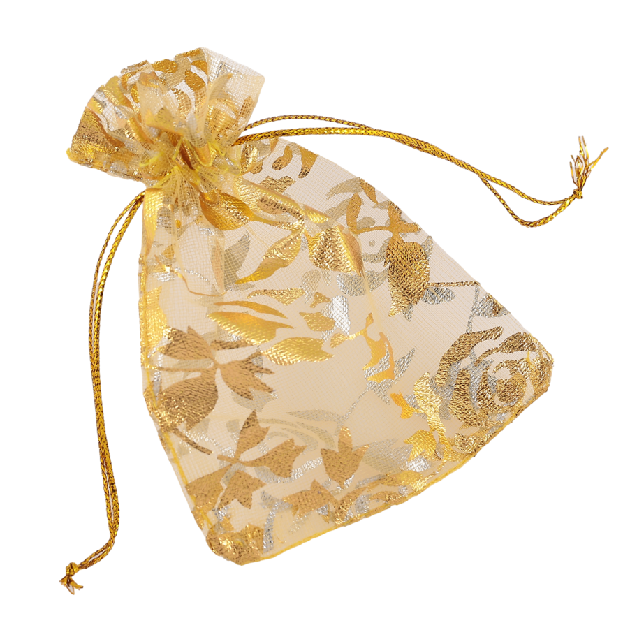 Мішечок подарунковий з органзи «Квітковий візерунок, колір золотистий» розмір 7х9см ціна за 1 шт. фото №1 Мішечок подарунковий з органзи «Квітковий візерунок, колір золотистий» розмір 7х9см ціна за 1 шт. фото №1