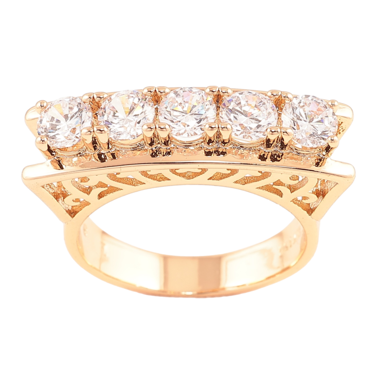 Каблучка Xuping Позолота 18K «Доріжка фіанітів на високому куполі» фото №24