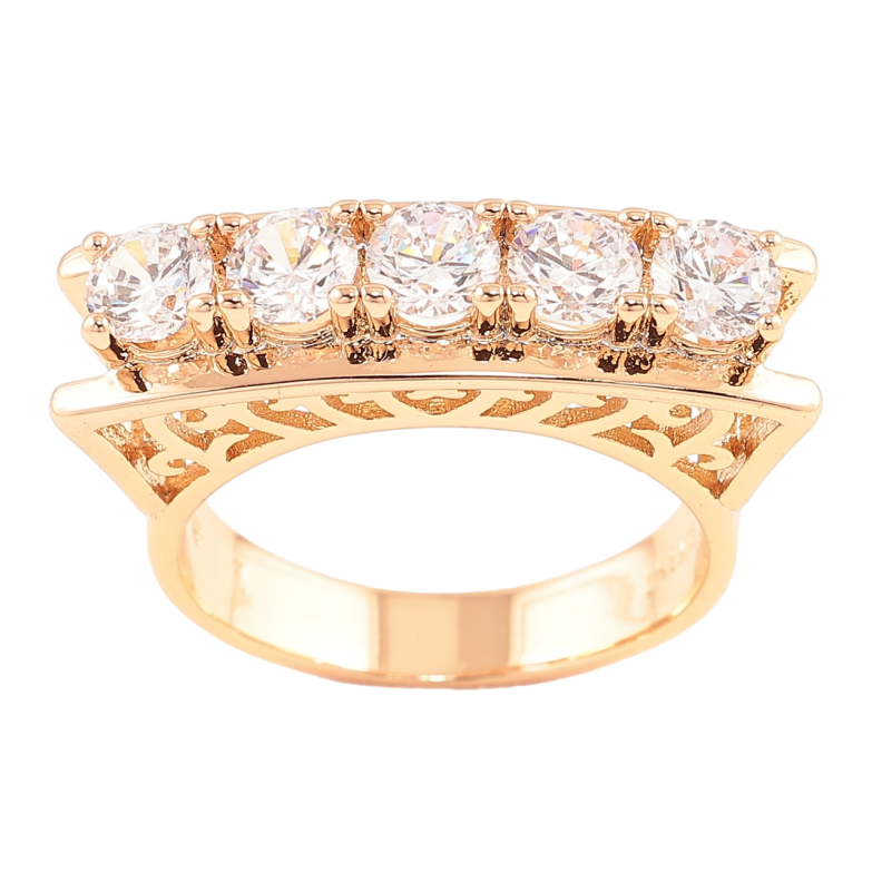 Кольцо Xuping Позолота 18K Дорожка фианитов на высоком куполе фото №1