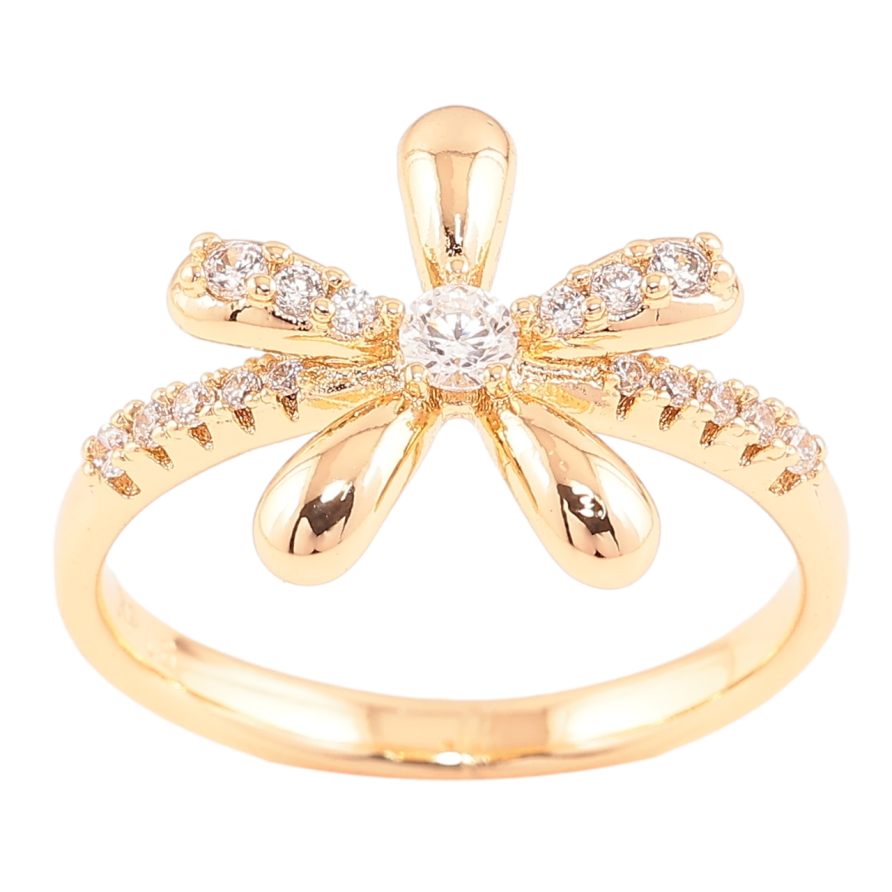 Каблучка Xuping Позолота 18K «Квітка з цирконієм» фото №1