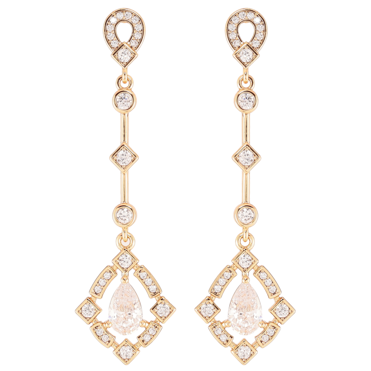 Сережки Xuping JEAN GOUJON Позолота 18K пусети «Кришталеві підвіски» фото №9