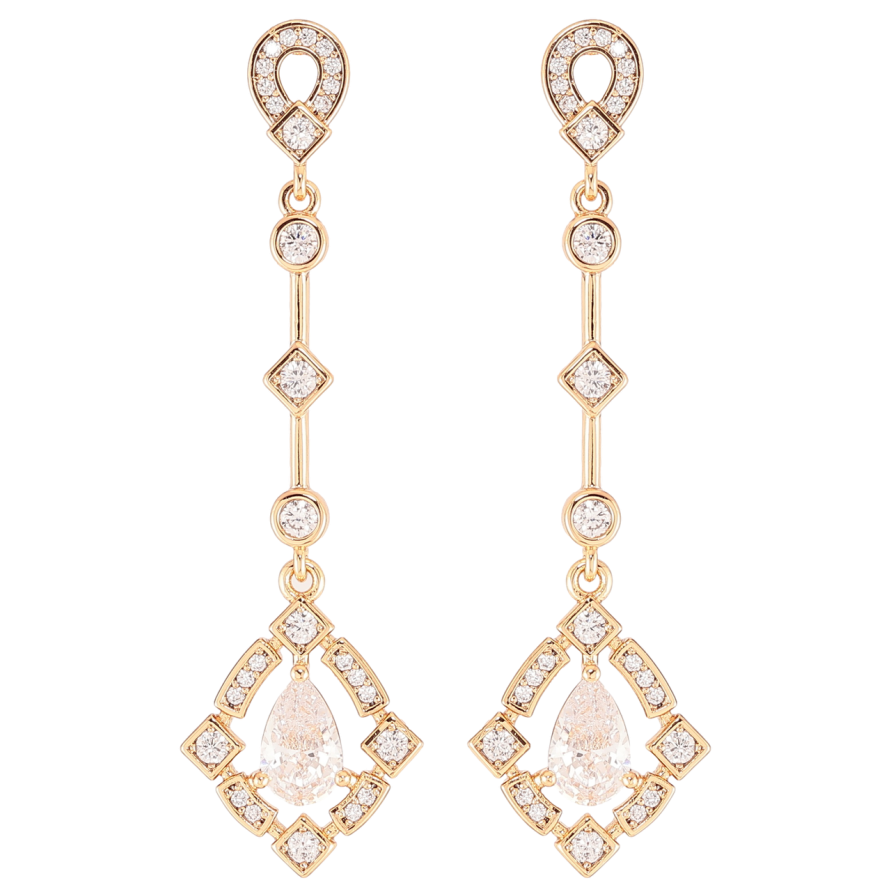 Сережки Xuping JEAN GOUJON Позолота 18K пусети «Кришталеві підвіски» фото №1