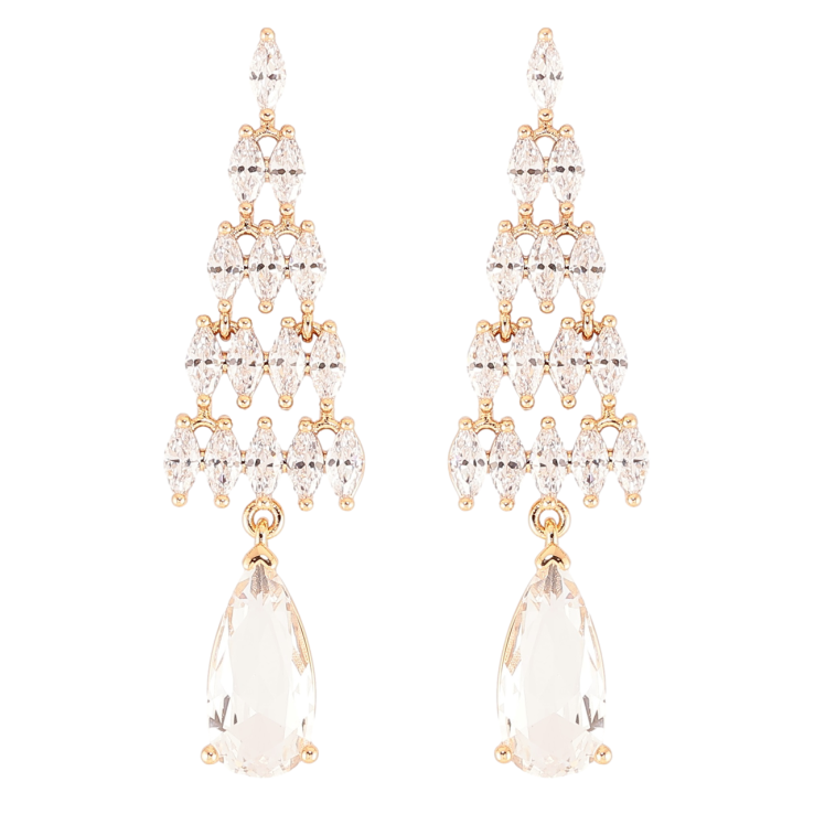 Сережки Xuping JEAN GOUJON Позолота 18K пусети «Витончені кришталеві підвіски» фото №17