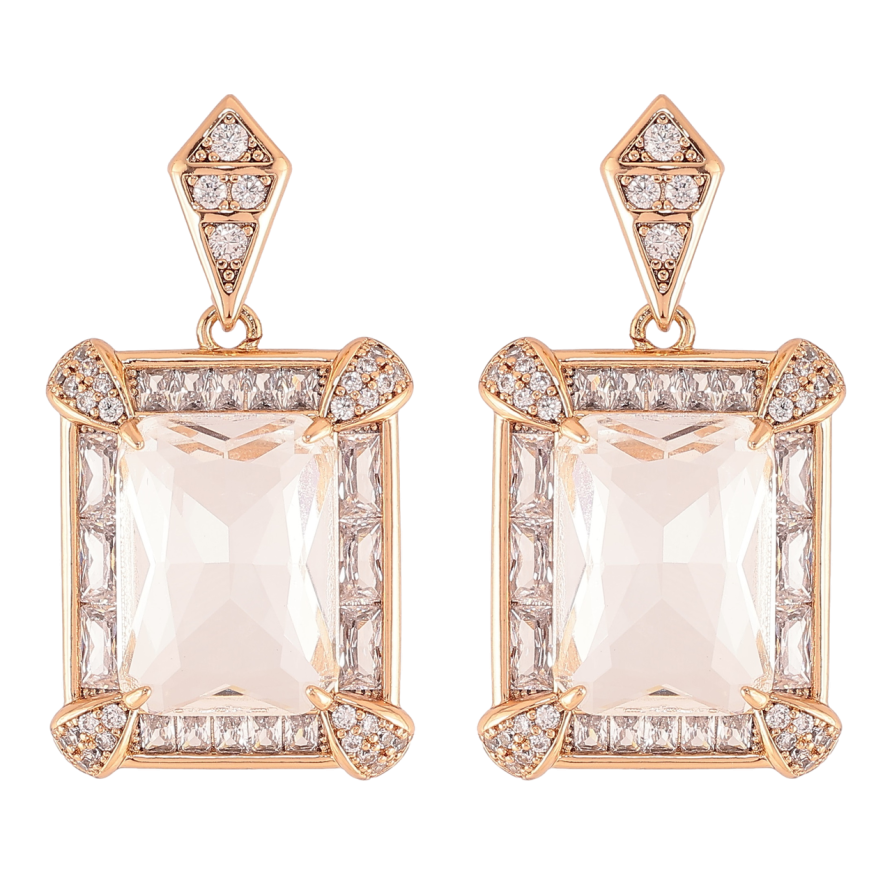 Сережки Xuping JEAN GOUJON Позолота 18K пусети «Фіаніти в декоративному обрамленні цирконію» фото №1