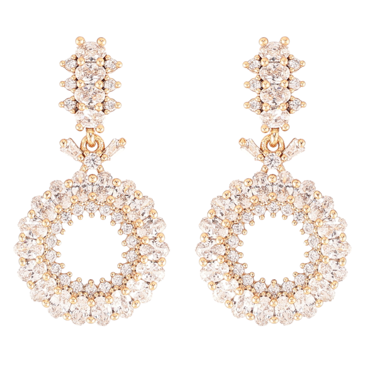 Сережки Xuping JEAN GOUJON Позолота 18K пусети «Круглі підвіски з інкрустацією цирконієм» фото №8