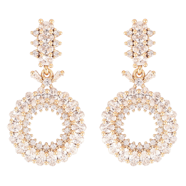 Сережки Xuping JEAN GOUJON Позолота 18K пусети «Круглі підвіски з інкрустацією цирконієм» фото №2 Сережки Xuping JEAN GOUJON Позолота 18K пусети «Круглі підвіски з інкрустацією цирконієм» фото №2