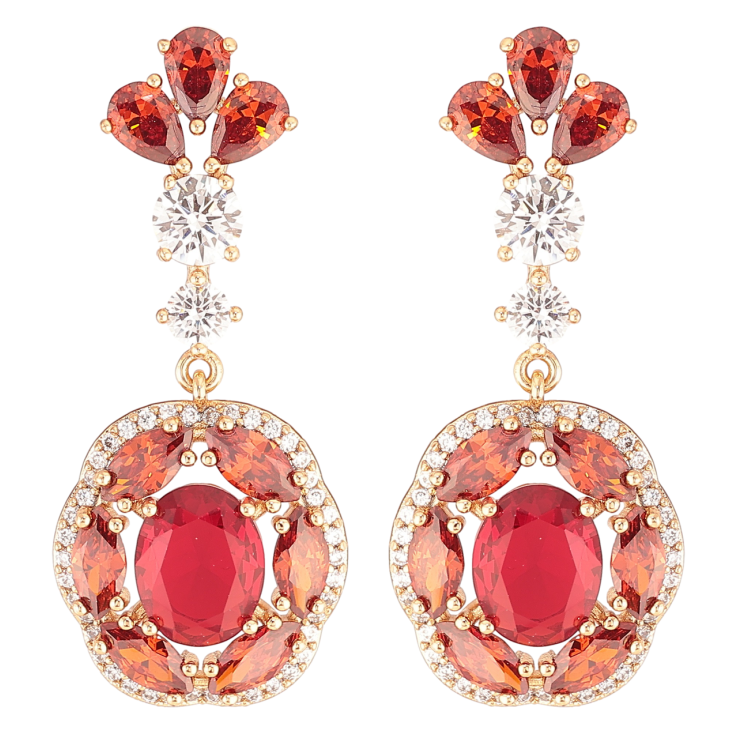 Сережки Xuping JEAN GOUJON Позолота 18K пусети «Підвіски з червоними фіанітами та цирконієм» фото №20