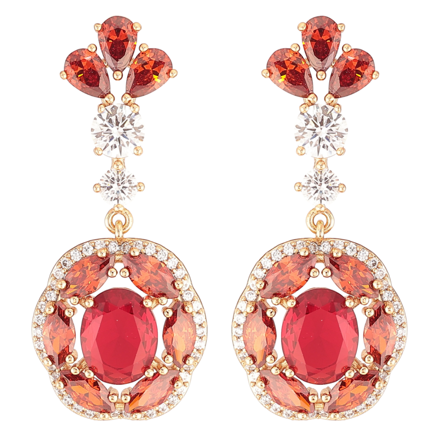 Сережки Xuping JEAN GOUJON Позолота 18K пусети «Підвіски з червоними фіанітами та цирконієм» фото №1 Сережки Xuping JEAN GOUJON Позолота 18K пусети «Підвіски з червоними фіанітами та цирконієм» фото №1