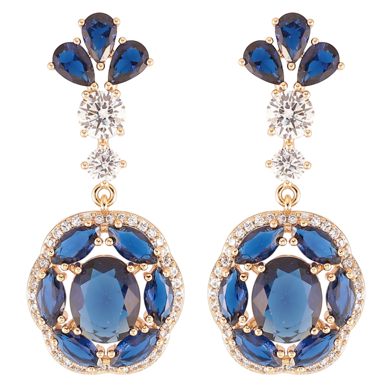 Сережки Xuping JEAN GOUJON Позолота 18K пусети «Підвіски з синіми фіанітами та цирконієм» фото №1