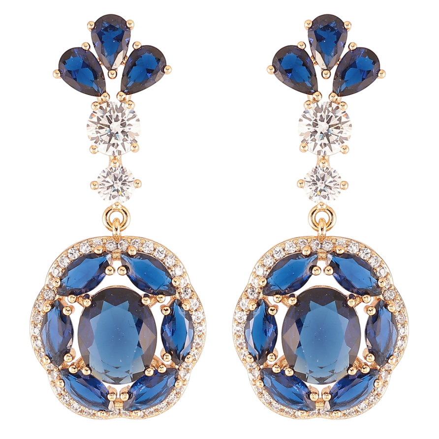 Сережки Xuping JEAN GOUJON Позолота 18K пусети «Підвіски з синіми фіанітами та цирконієм» фото №1