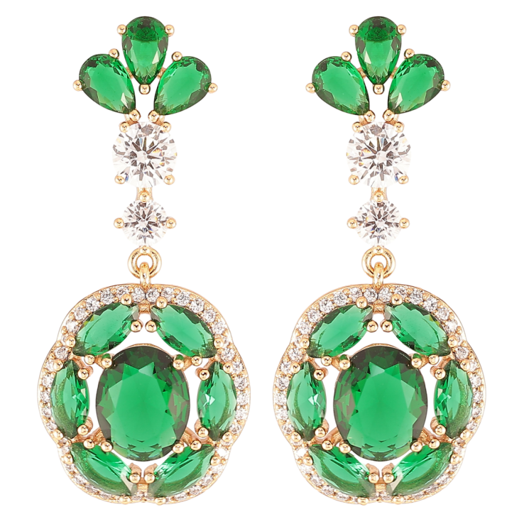 Сережки Xuping JEAN GOUJON Позолота 18K пусети «Підвіски з зеленими фіанітами та цирконієм» фото №24